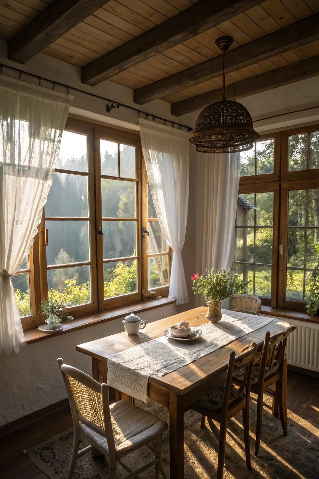 Strategic placement of the table maximizes natural light.