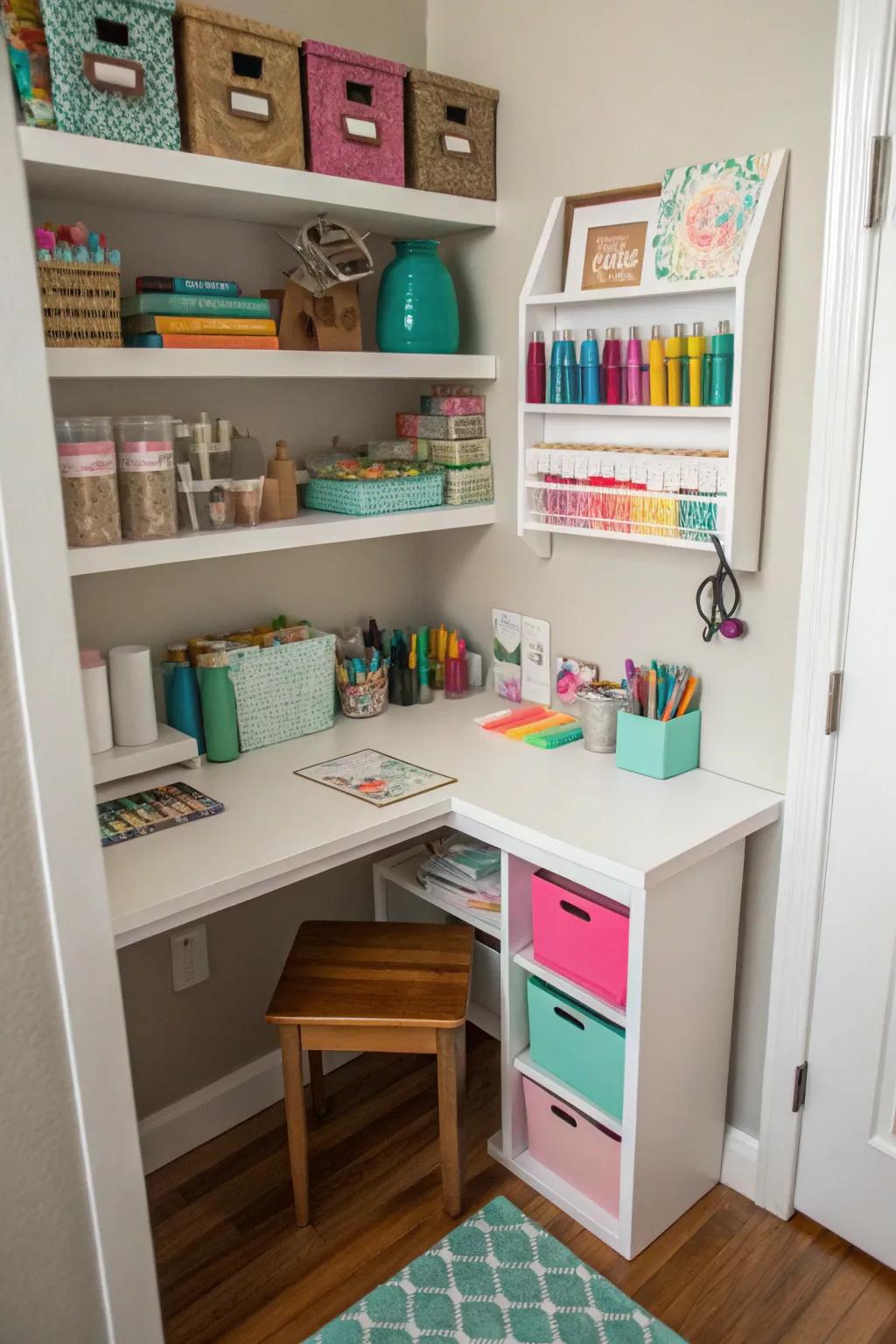 With the right arrangement, any little corner can evolve into your personal creative haven.