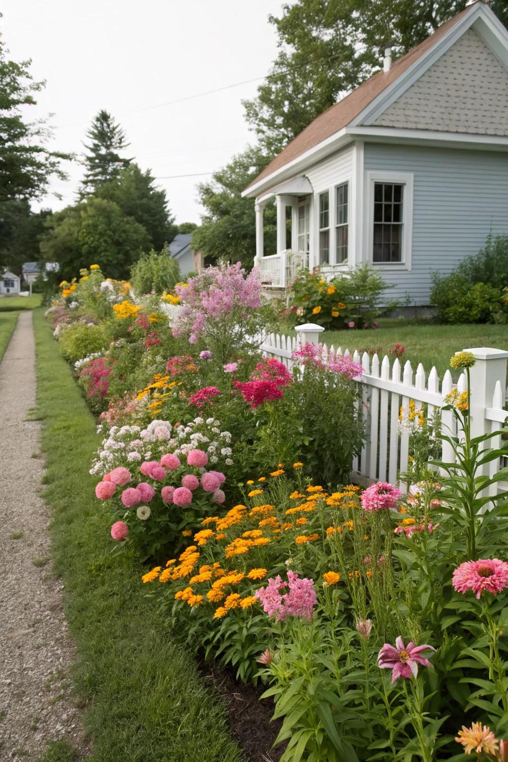 Perennials bring a burst of color to a petite front yard.