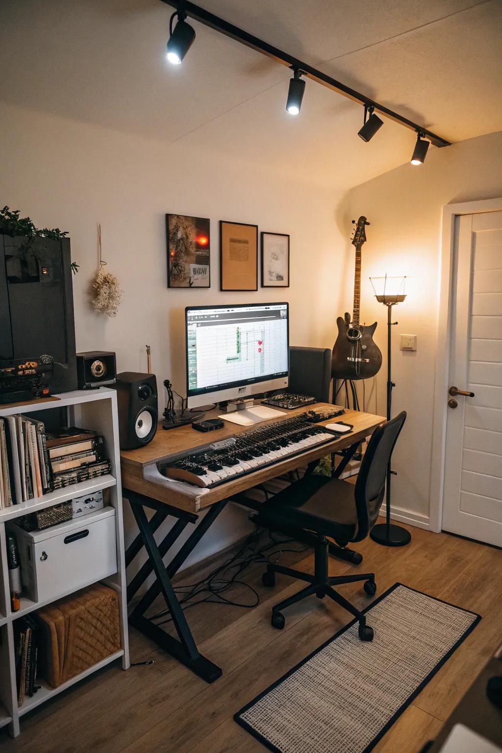 A streamlined desk arrangement ensures your studio is organized and effective.