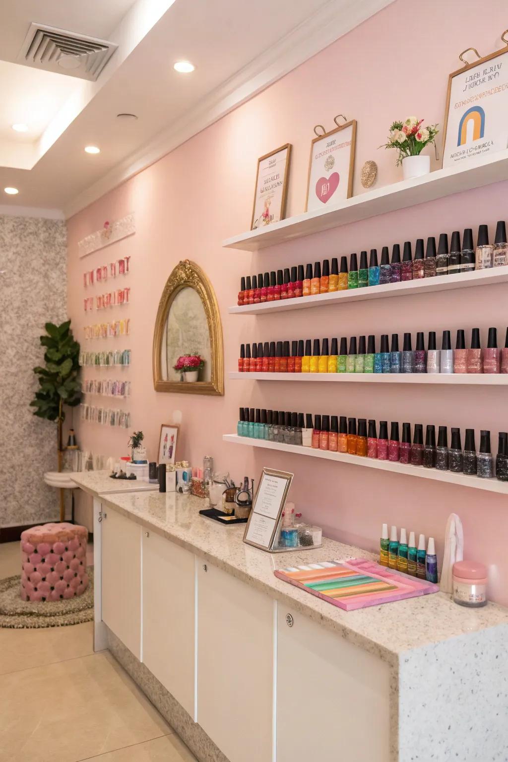 Make the most of your walls with storage that is both colorful and well-organized.