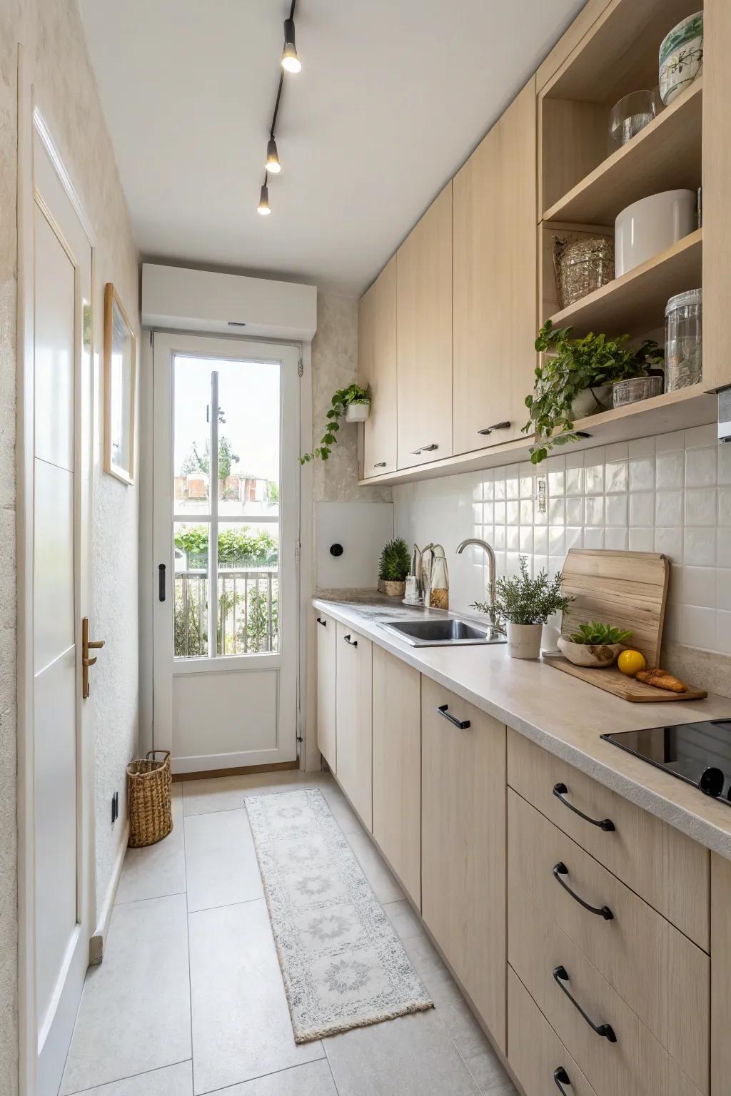Light tones give the illusion of more space in this kitchen.