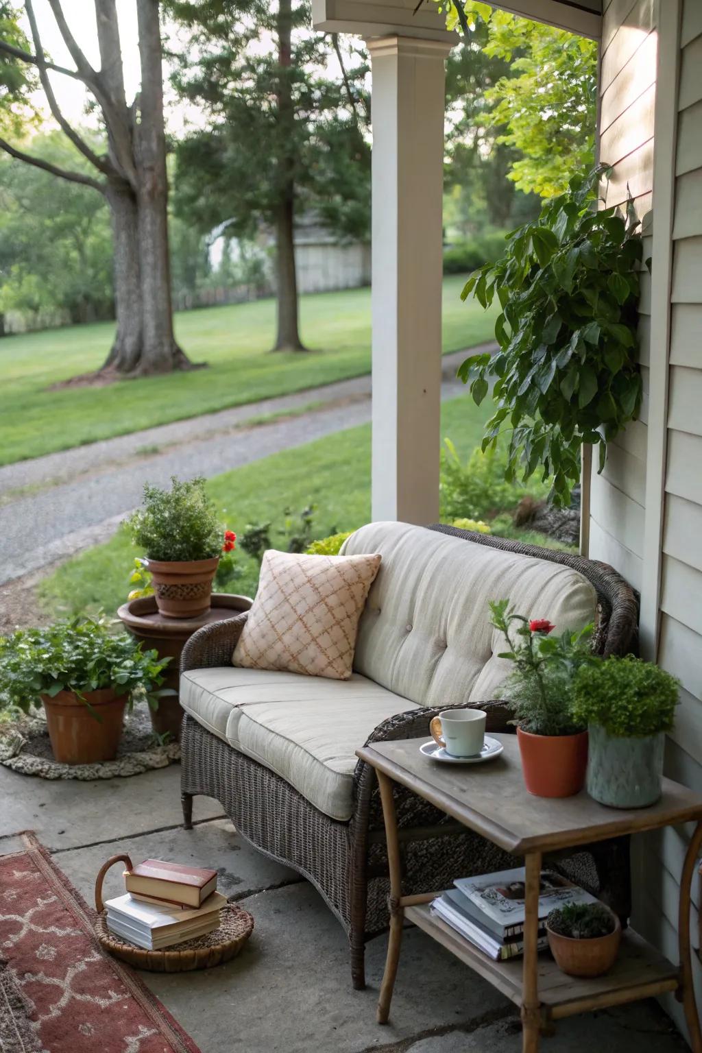A snug corner retreat ideal for enjoying coffee and the scenery.