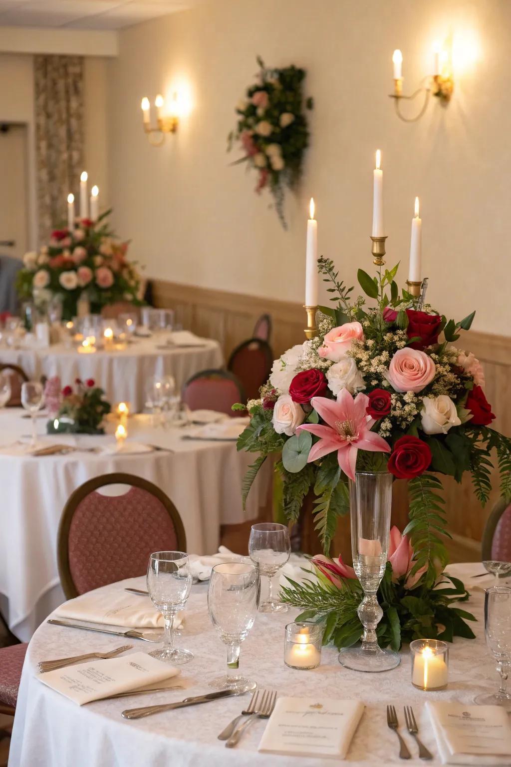 Elegant table settings introduce a dash of sophistication to any intimate party hall.