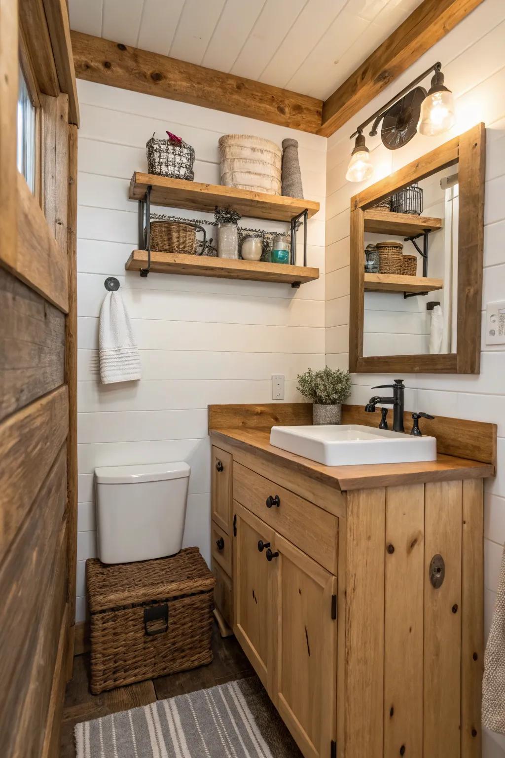 Upcycled timber enriches compact areas with warmth and texture.
