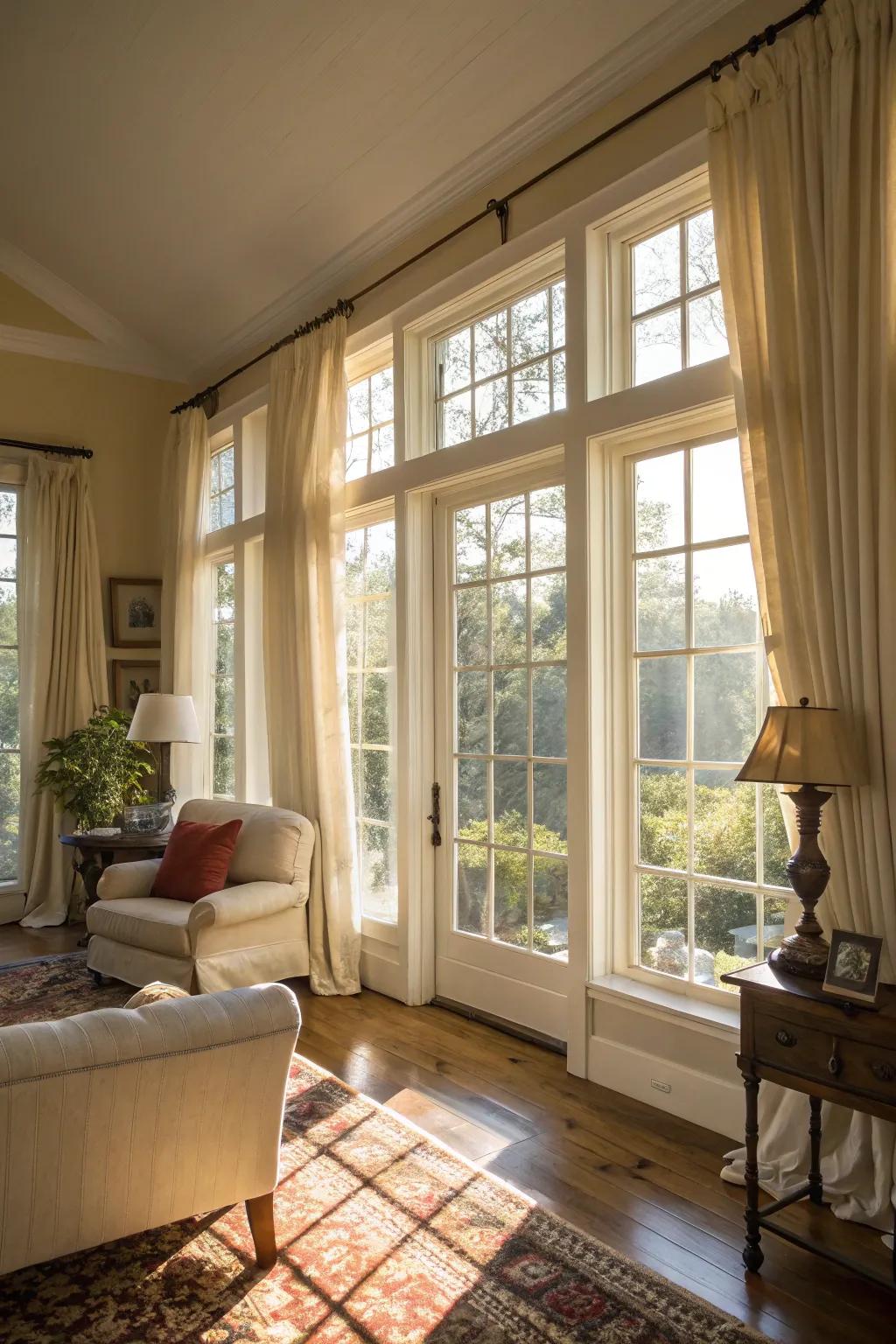 Sunlight illuminating a beautifully arranged Southern living area.