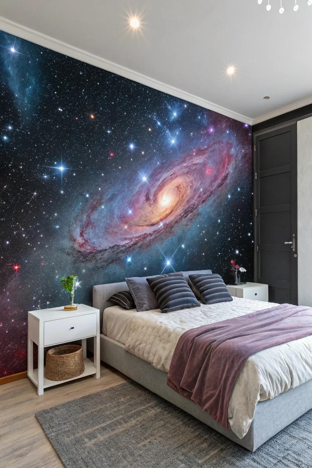 Let a cosmic wallscape whisk your room away to a world among the stars.