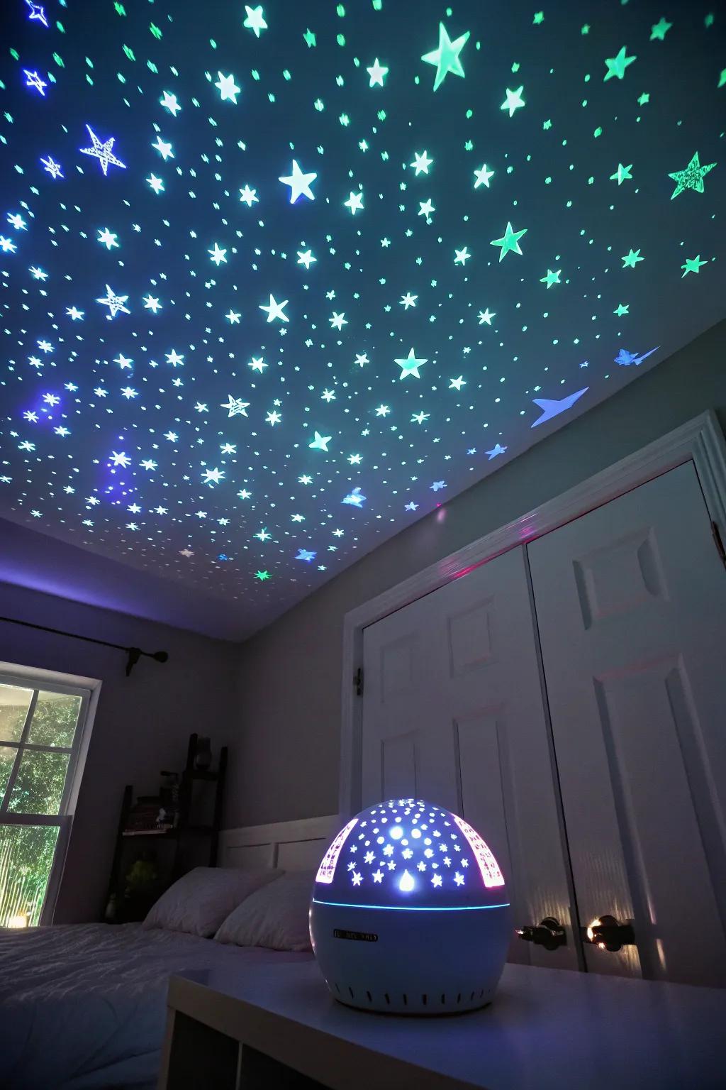 Transform your ceiling into a stunning nighttime sky with luminous stars.