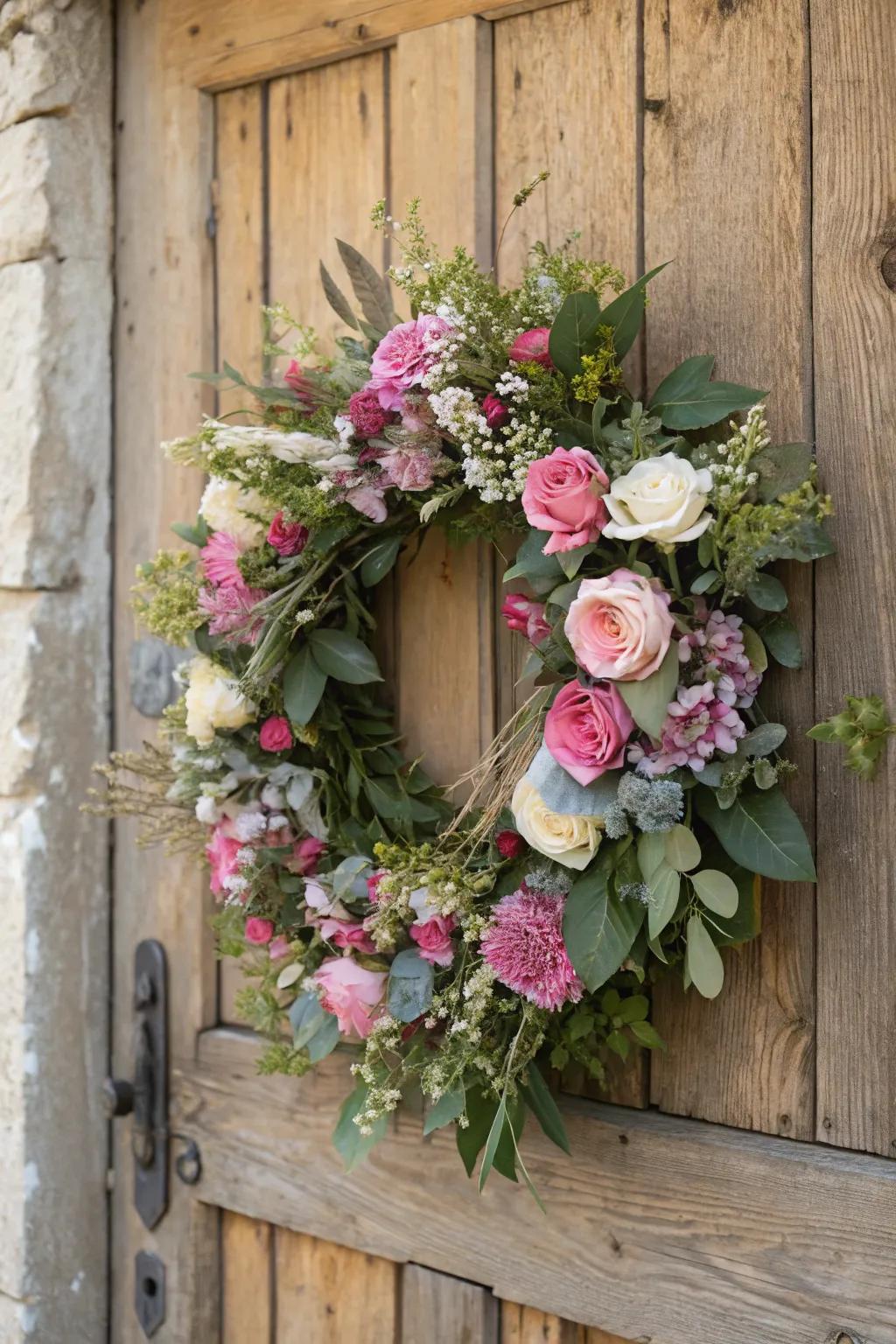 A floral wreath embodies the essence of springtime.
