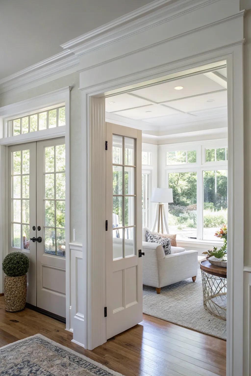 A quintessential 1x5 trim board elevates the sophistication of a luminous living space.