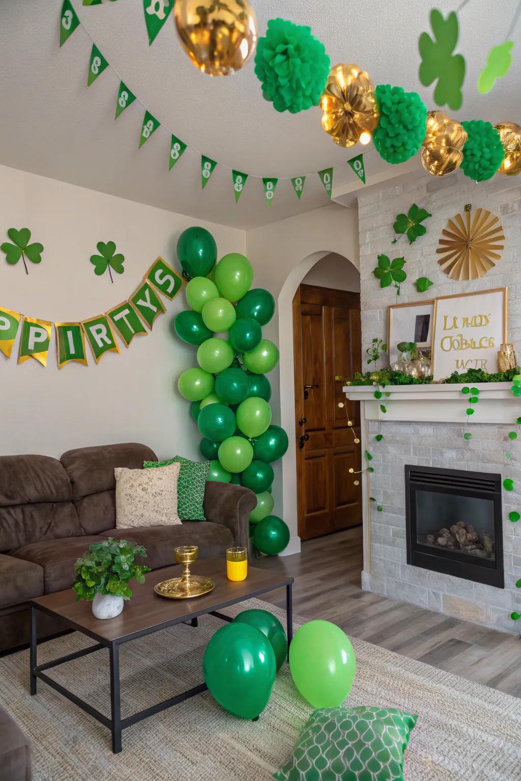 Transform your space into a verdant wonderland with joyful balloons and shamrock-inspired decorations.