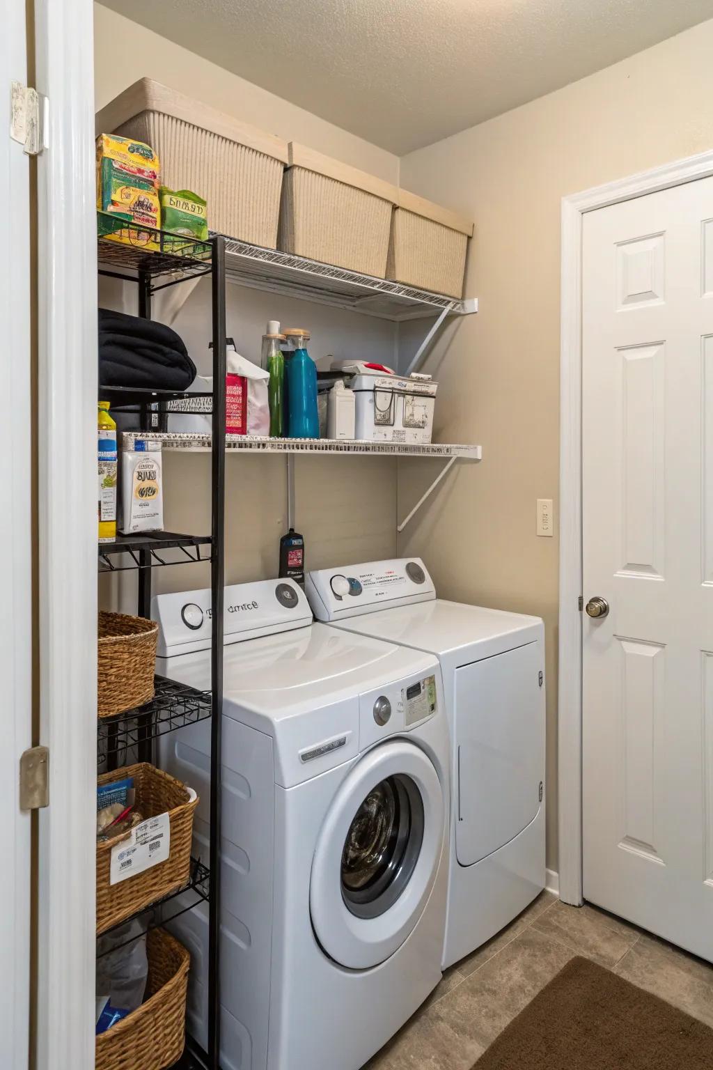 Take advantage of vertical space to create a laundry area that's more practical.