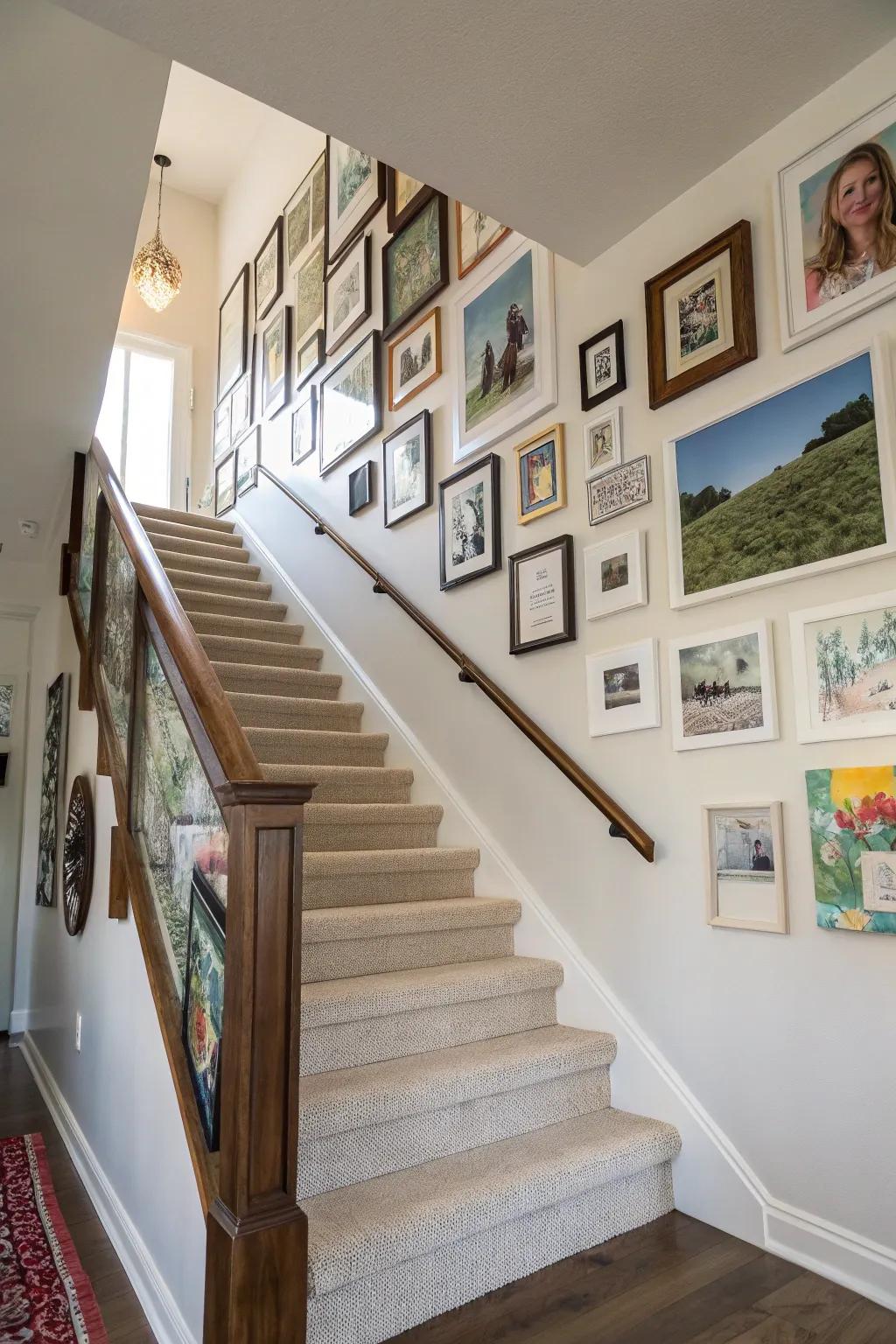 Customize your staircase with a gallery wall of valued memories.