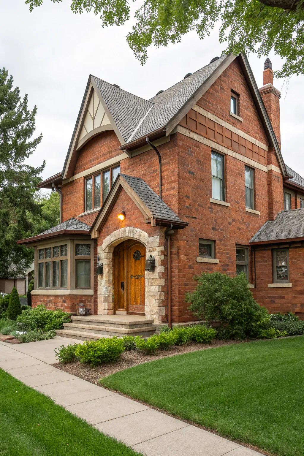 Classic appeal using red brick and sandstone.