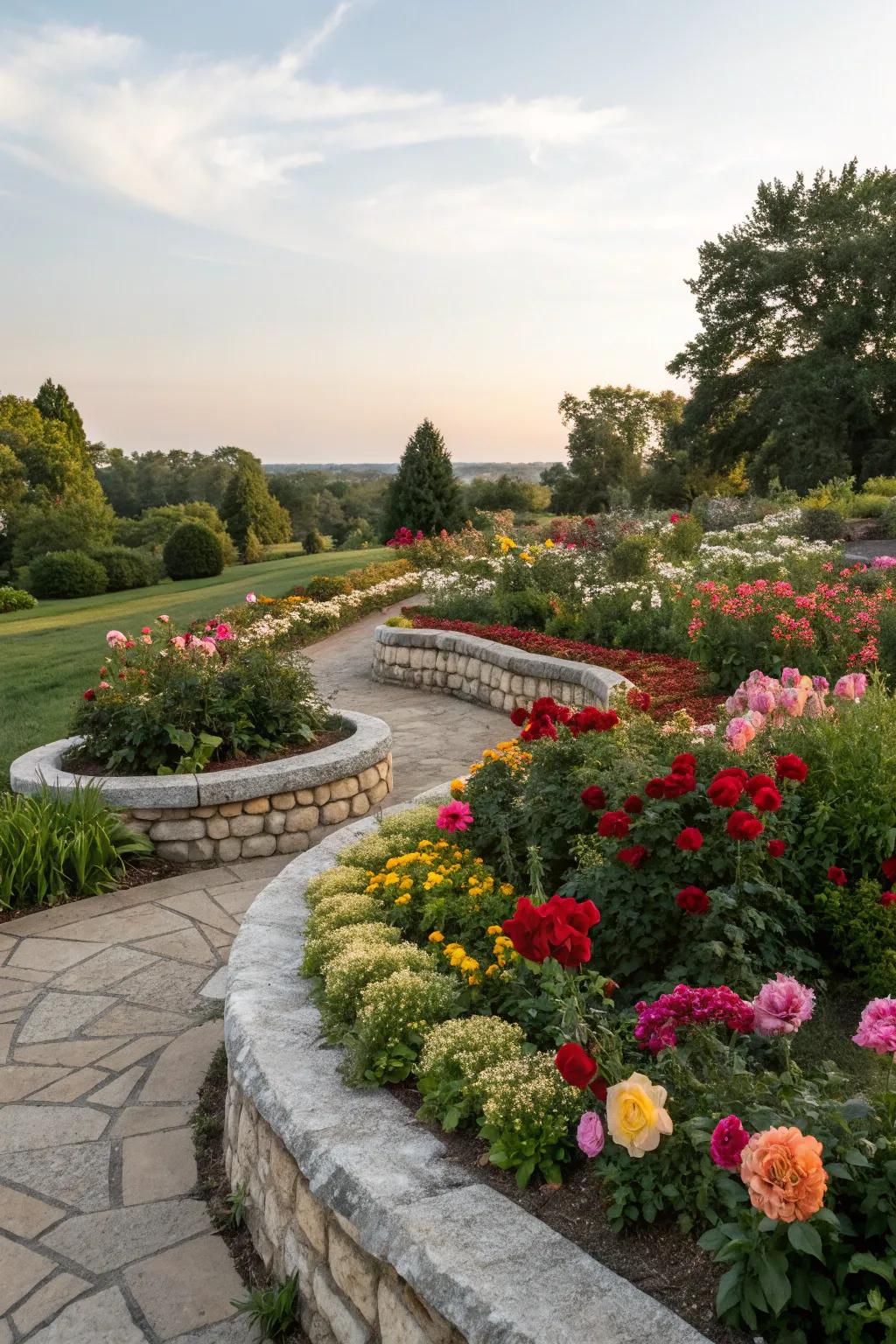 Elevate your garden beds with sophisticated stone borders.