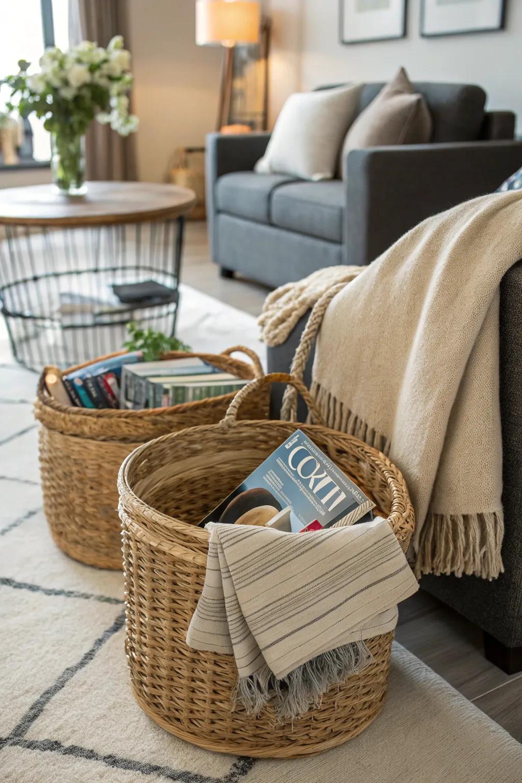 Woven baskets: the ultimate combination of elegance and practicality.