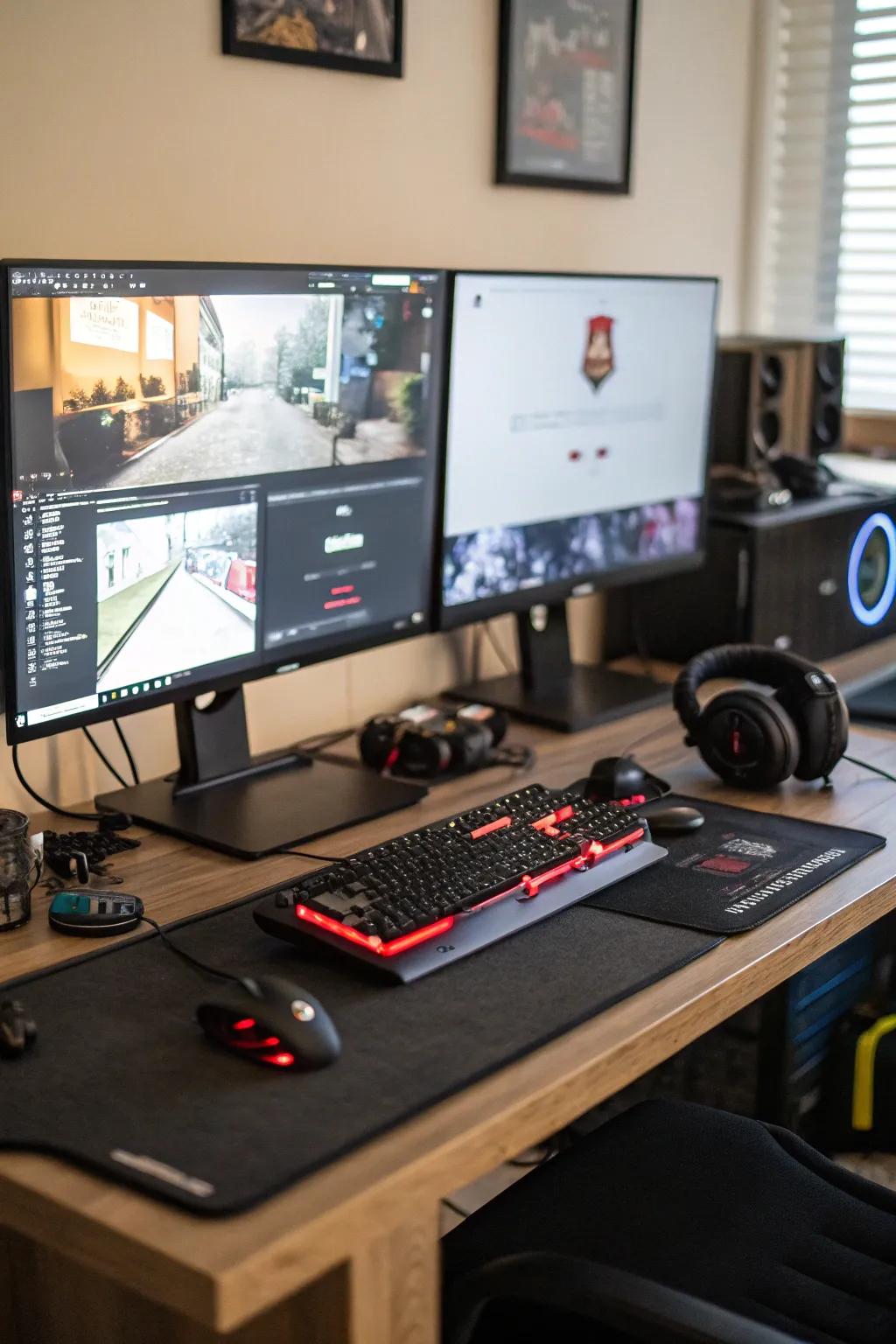 Unlock superior productivity with a streamlined dual-monitor setup.