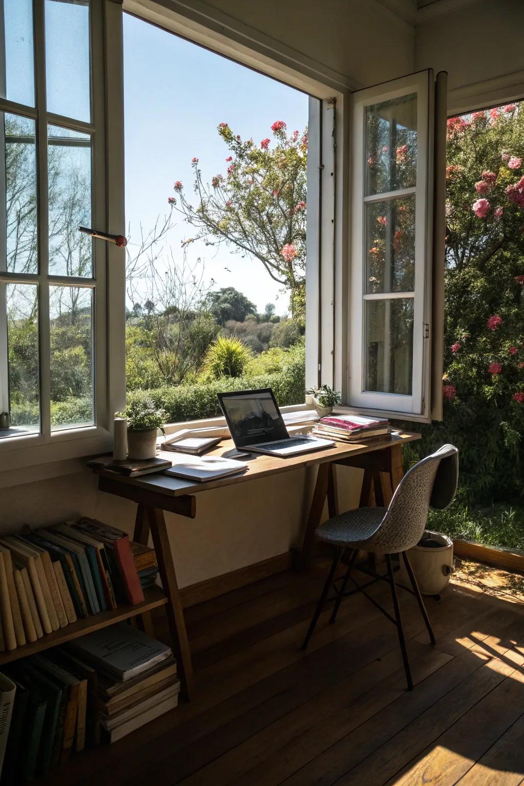 A study space flooded with revitalizing natural light.