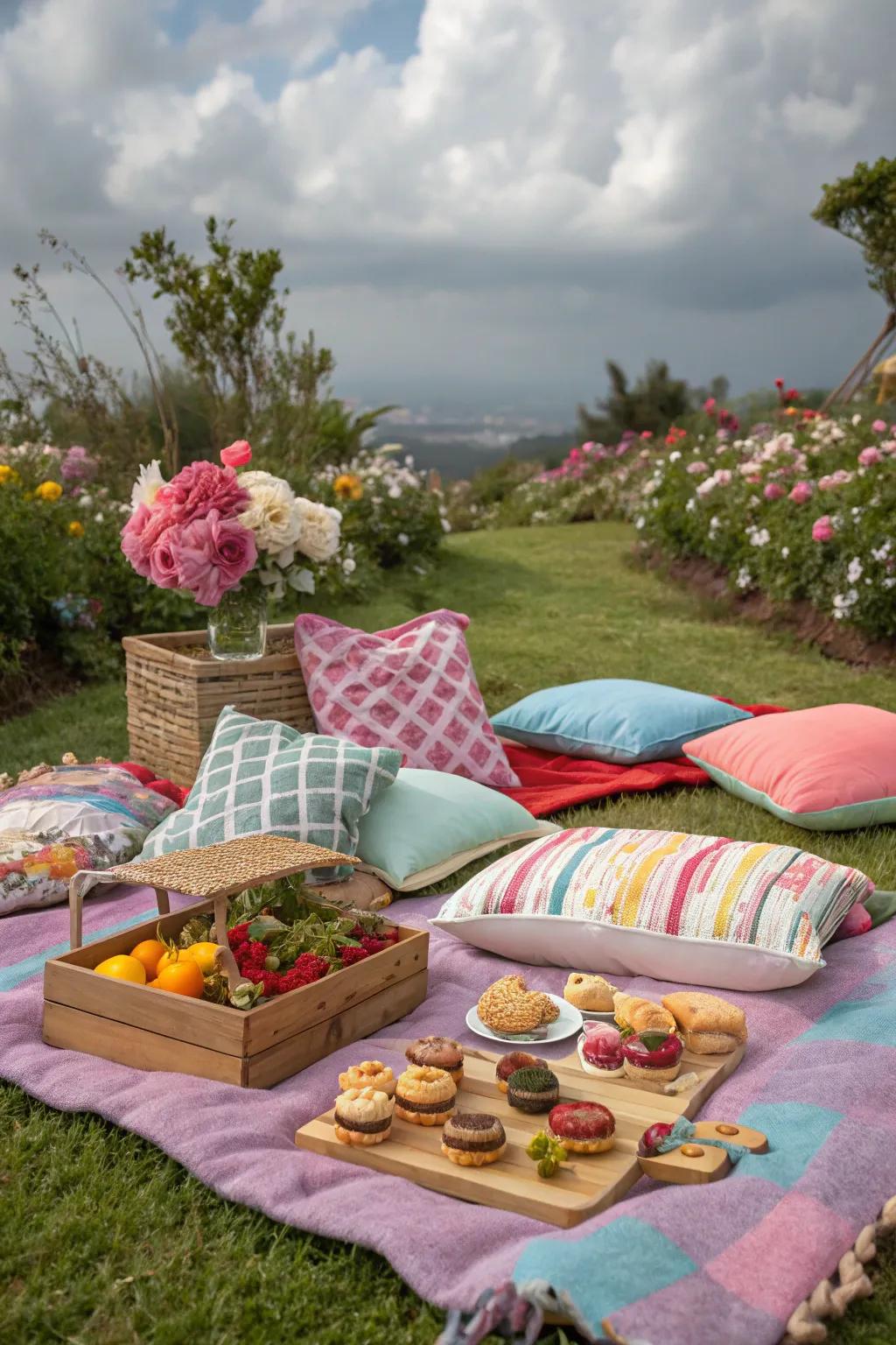 A welcoming garden picnic arrangement perfect for relaxing in the summer.