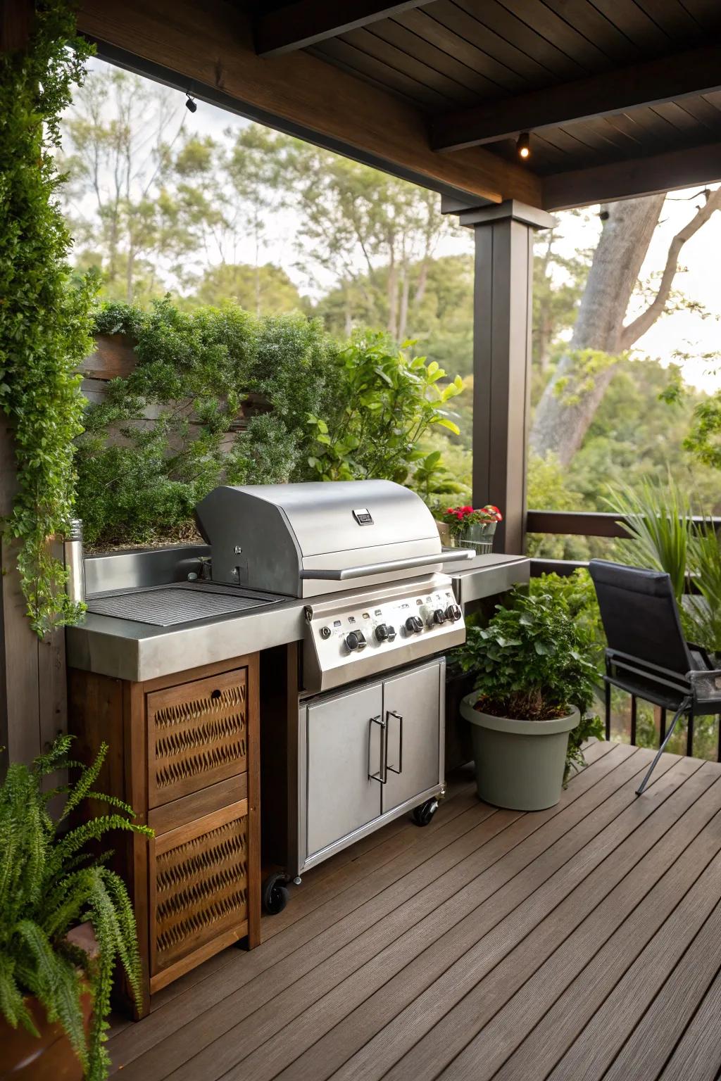 A traditional outdoor grill setup, ready for a summer BBQ party.
