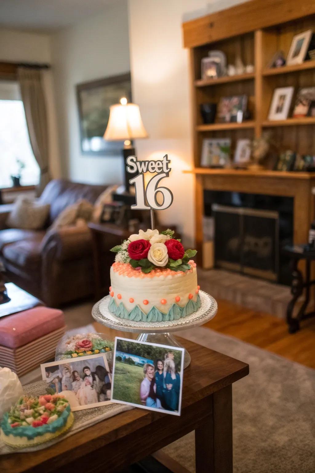 A single-tier cake with a personalized topper, bringing elegance to the celebration.