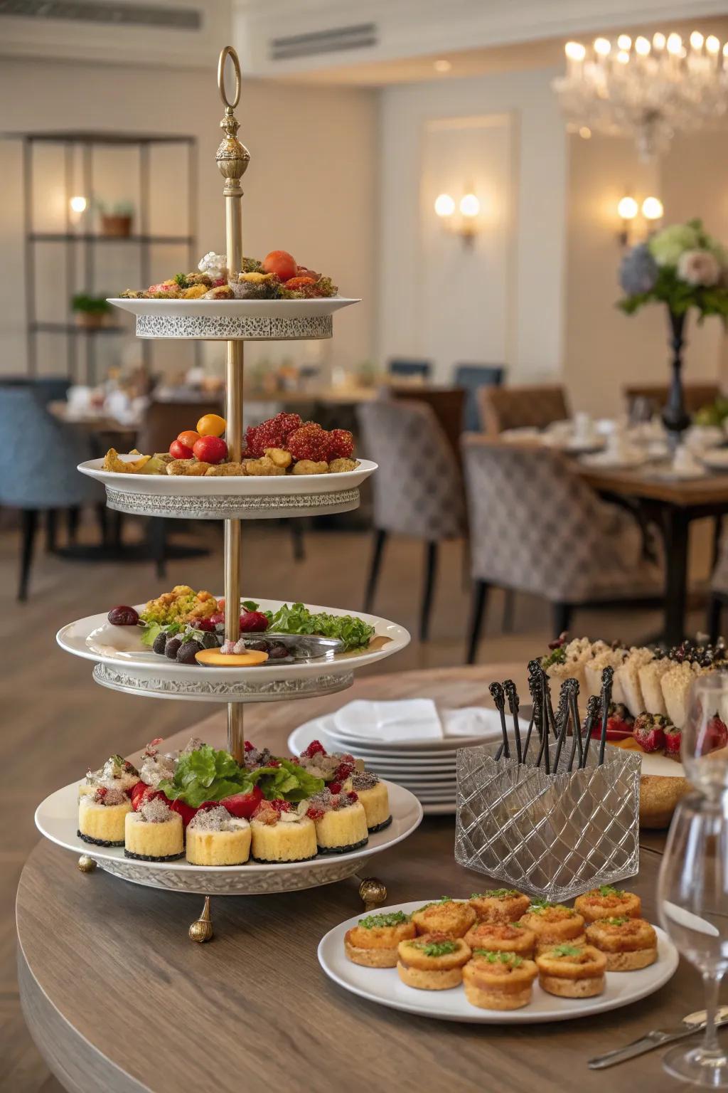 Tiered displays bring class and usability to your buffet.