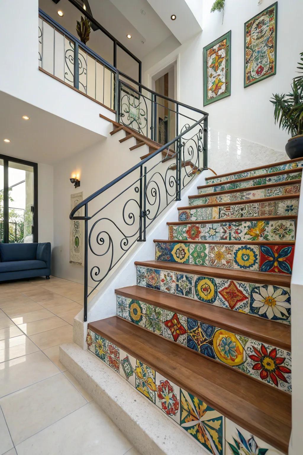 Elevate your staircase into an artistic masterpiece using Andalusian ceramics.
