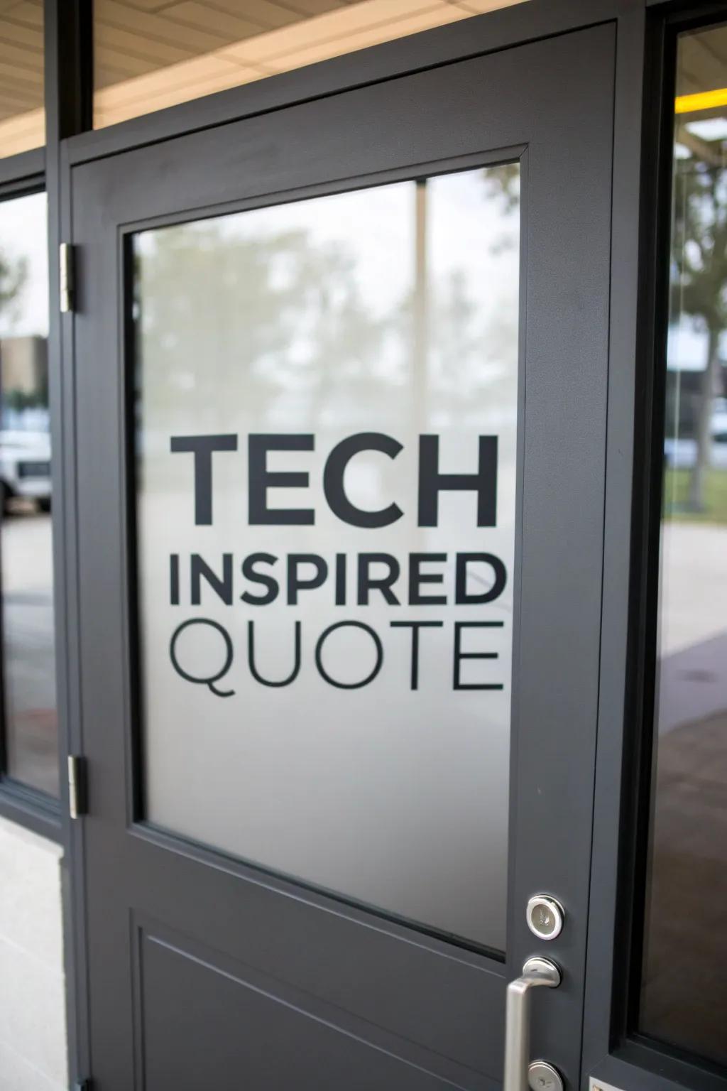 A front door beautifully displaying an inspiring digital quote in a modern font.