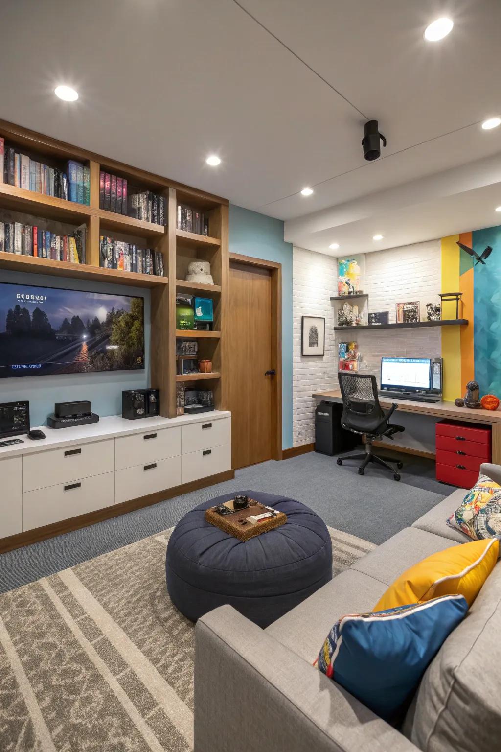 A versatile game room designed to suit any activity.