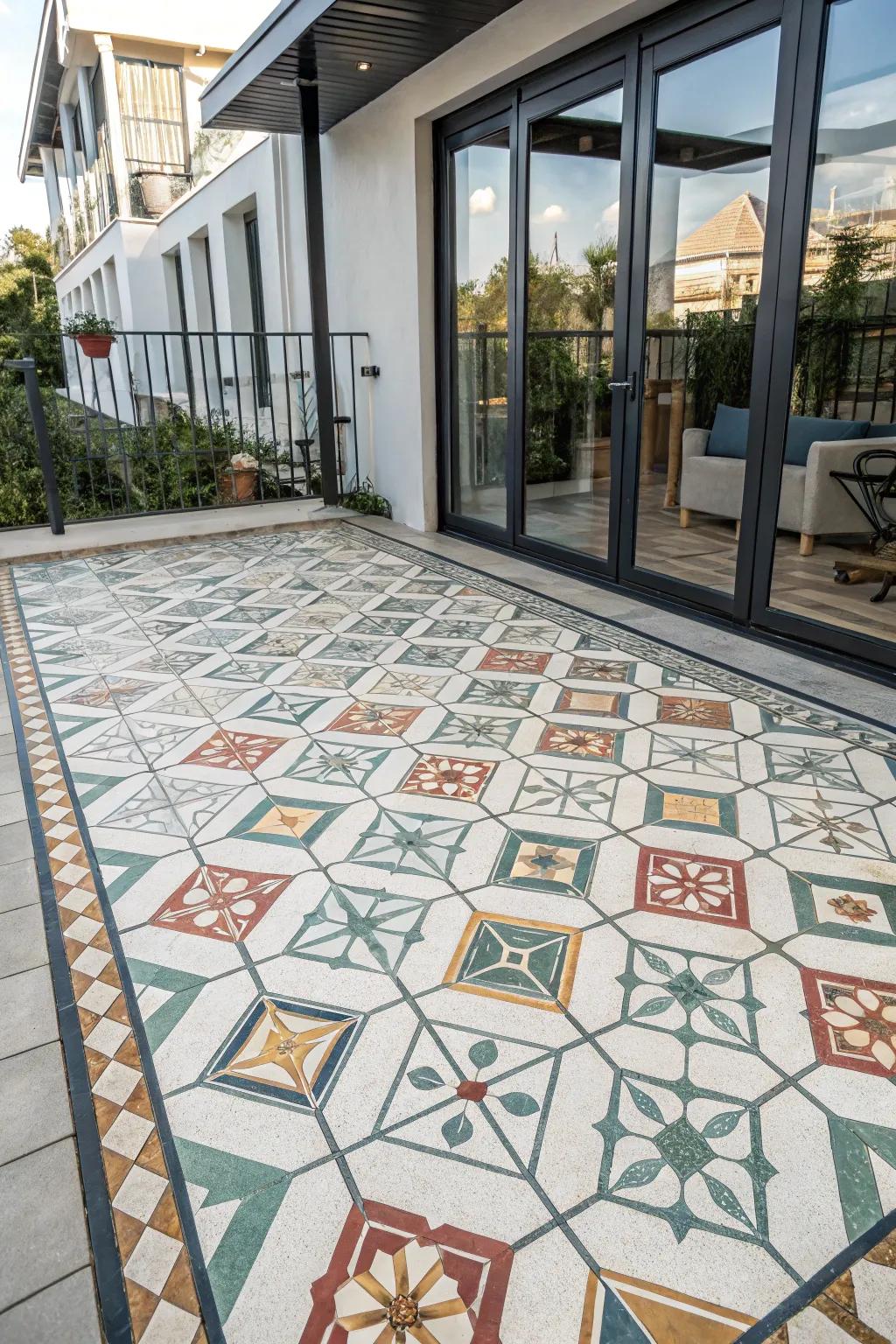Snap-together flooring creates a consistent, fashionable terrace floor.