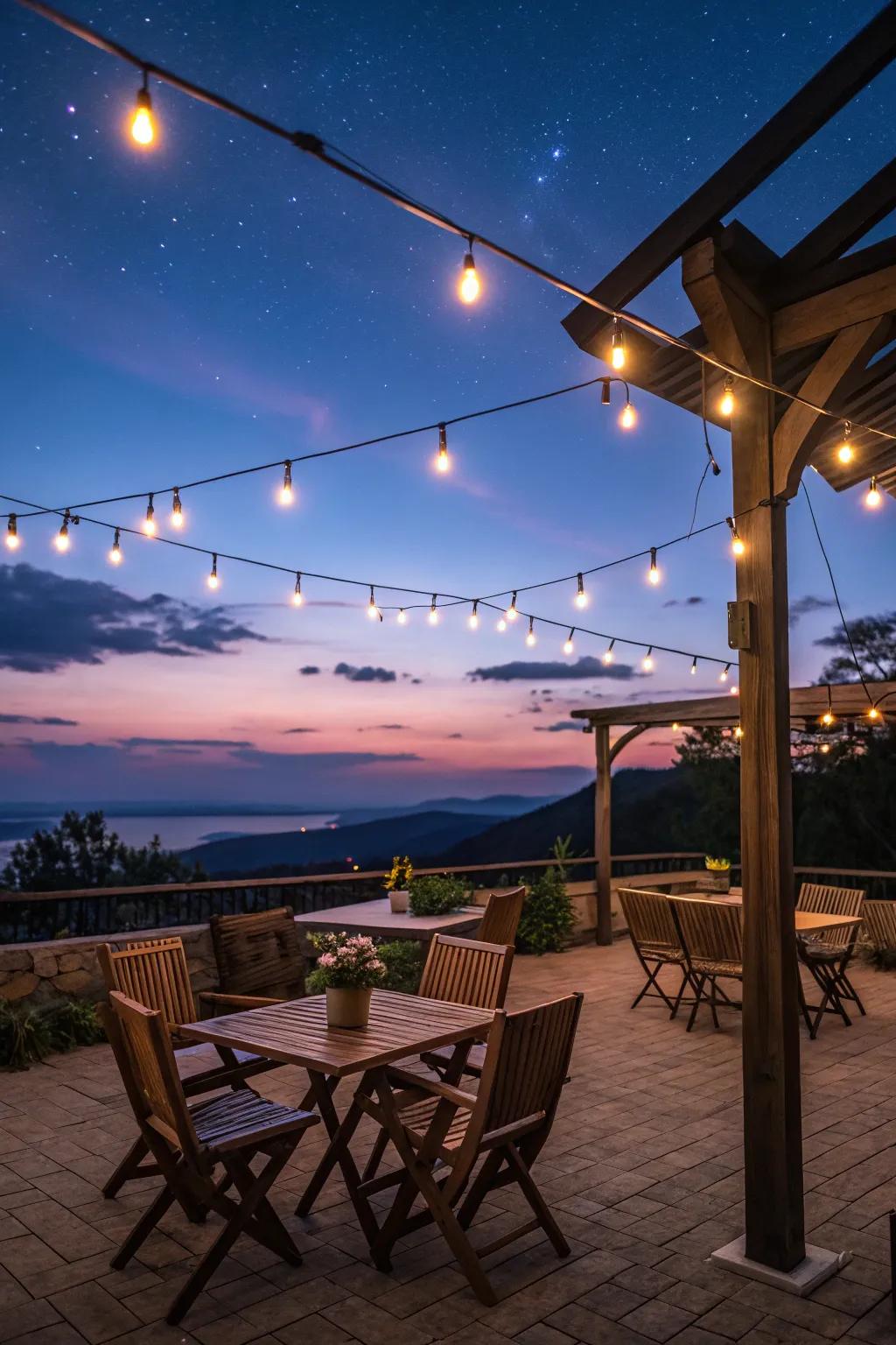 Fairy lights give a hint of enchantment to any terrace.