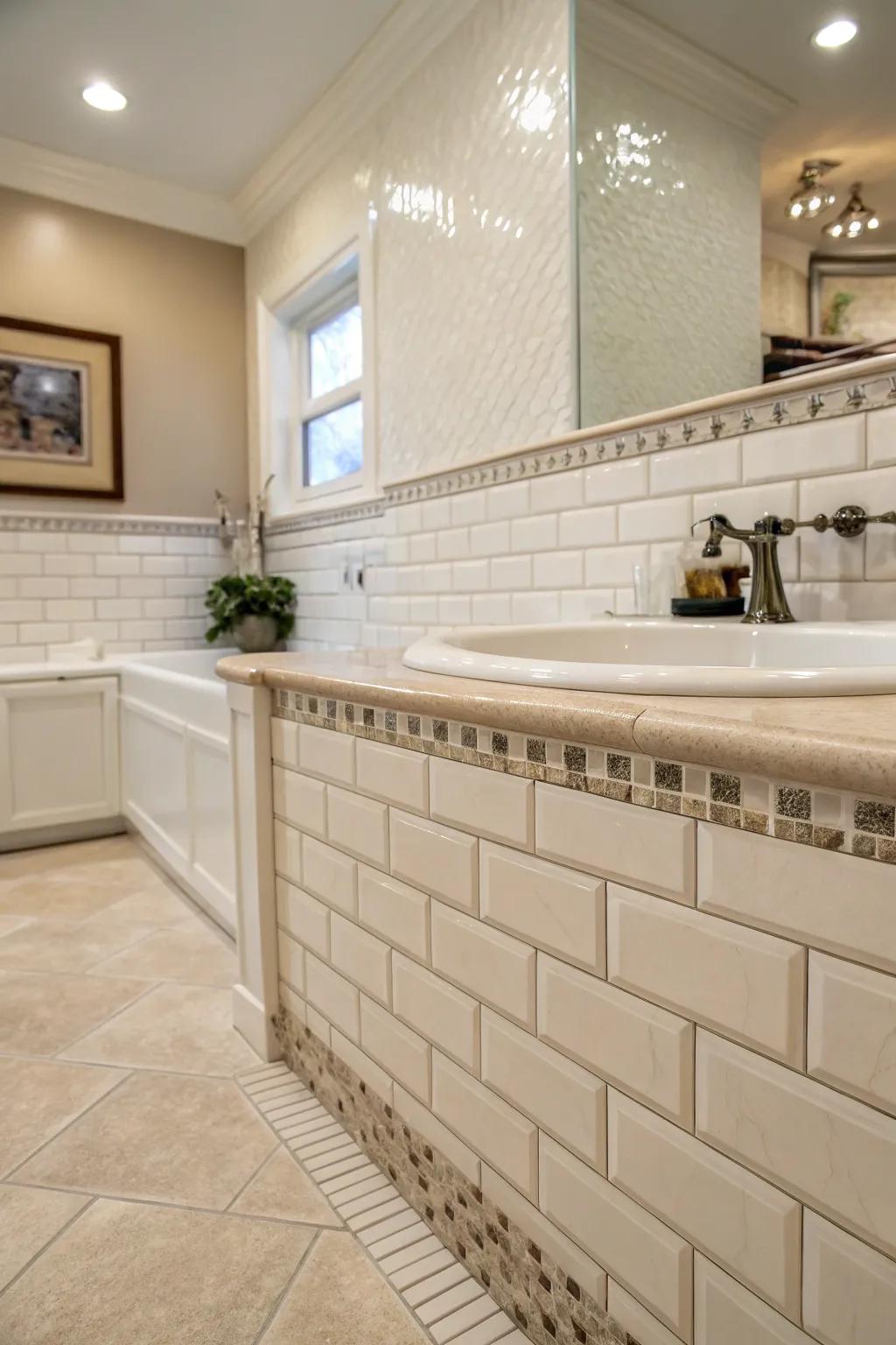Rounded edge trim delivers a refined and polished finish to any tiled area.