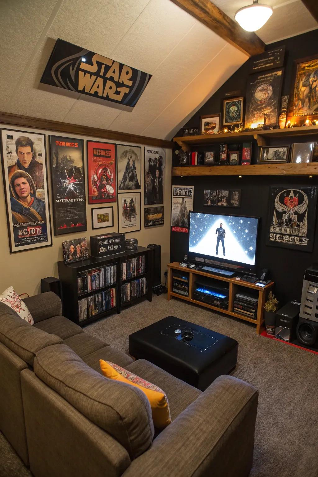 A Star Wars-themed man cave demonstrates how much can be accomplished in a small space.