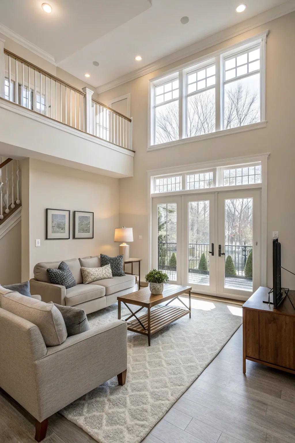 Open-concept living area featuring a minimalist design