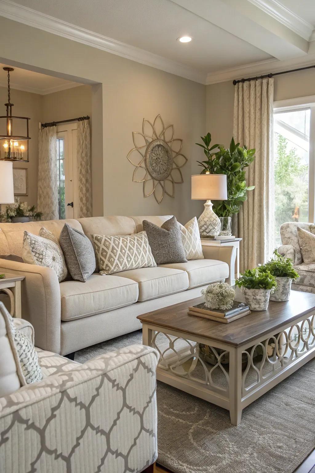Soft hues shape a tranquil and adaptable living space.