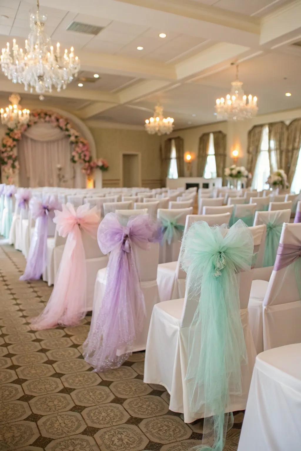 Elevate your seating with delightful netting bows.