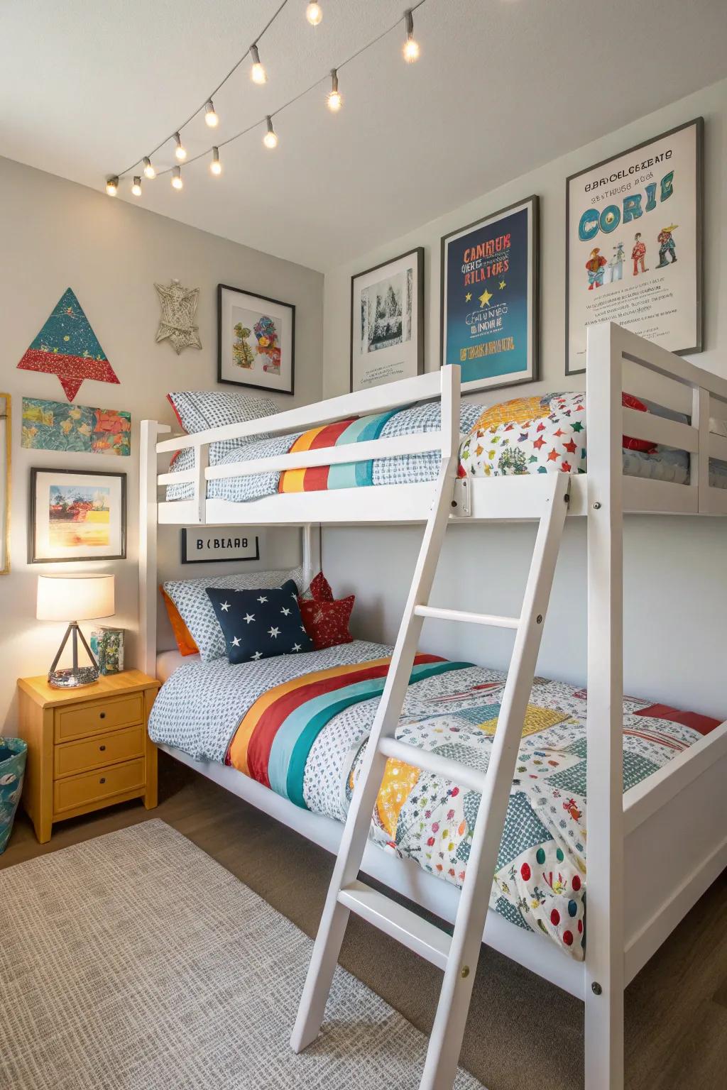 Stylish bunk beds adding an adventurous touch to the room