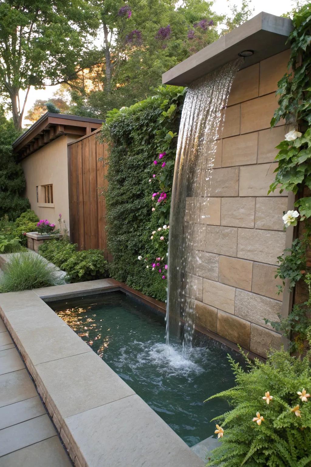Upright cascade fountains bring a hint of sophistication and tranquility.