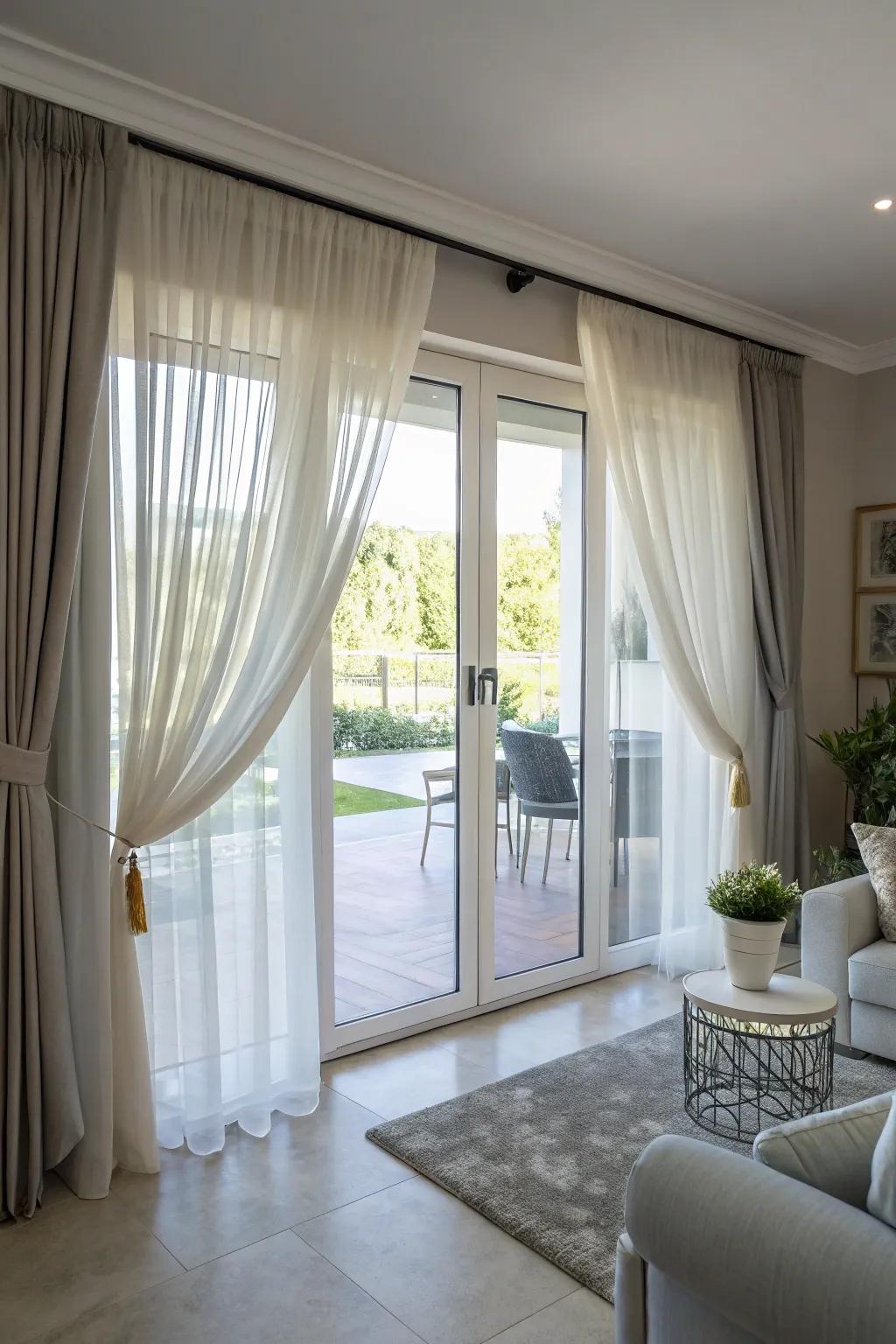 Tiered shades introduce depth while beautifully managing light.
