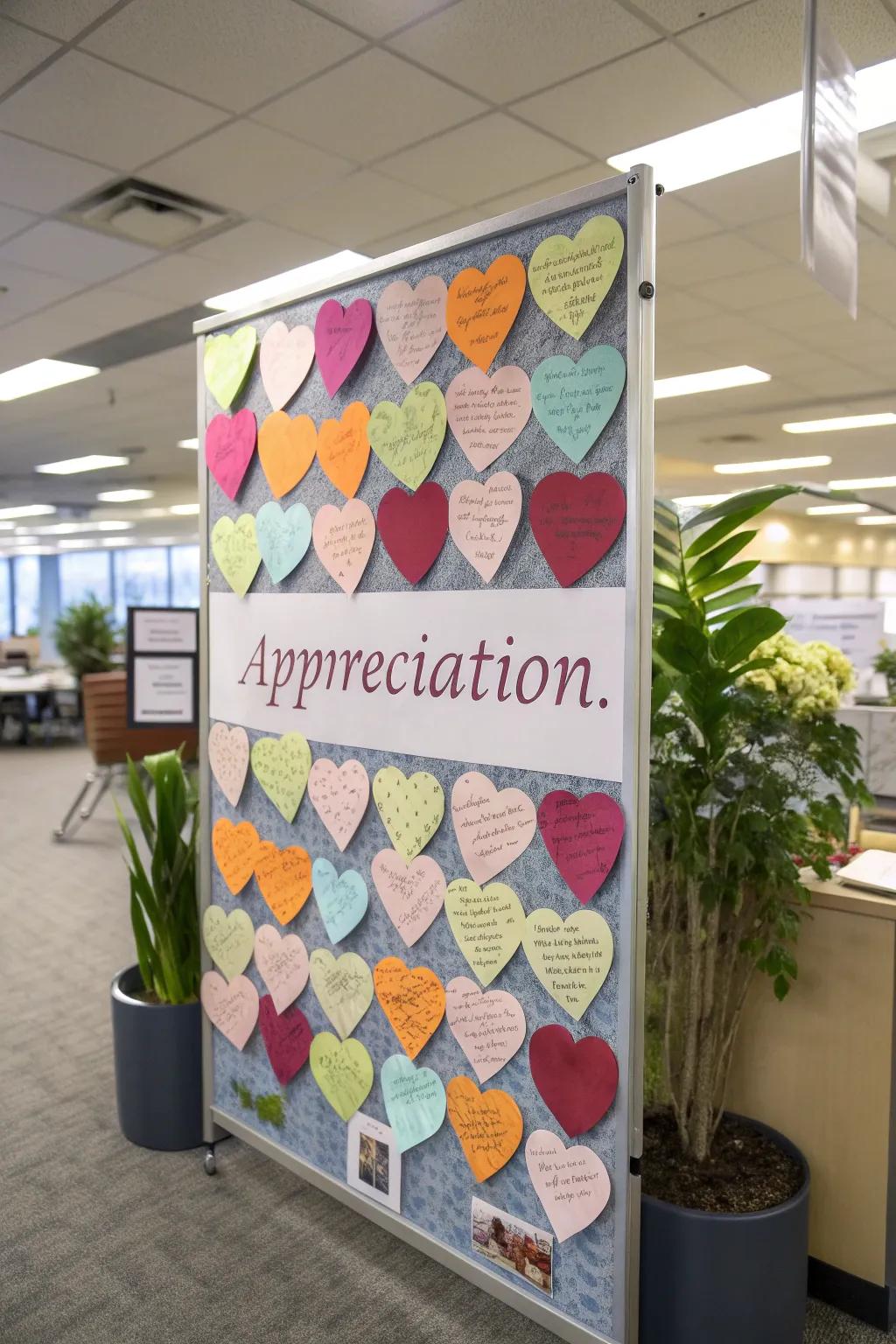 A bulletin board bursting with heartfelt notes.