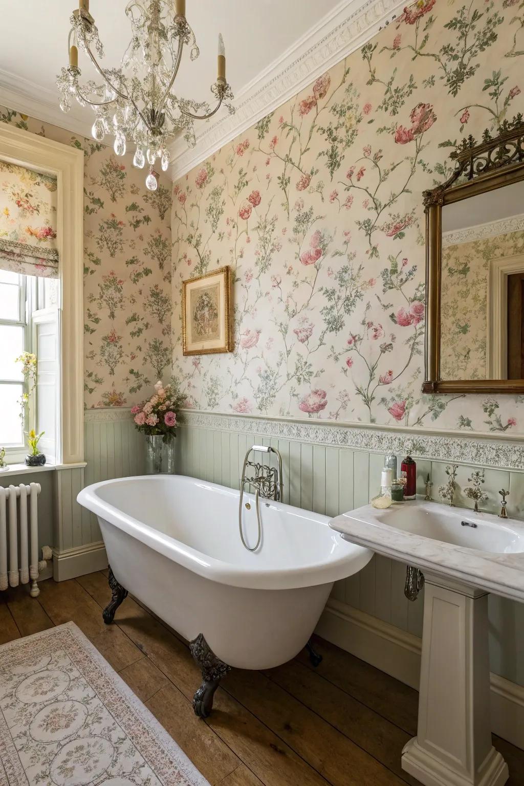 The famous raised tub is central to a Victorian bathroom.