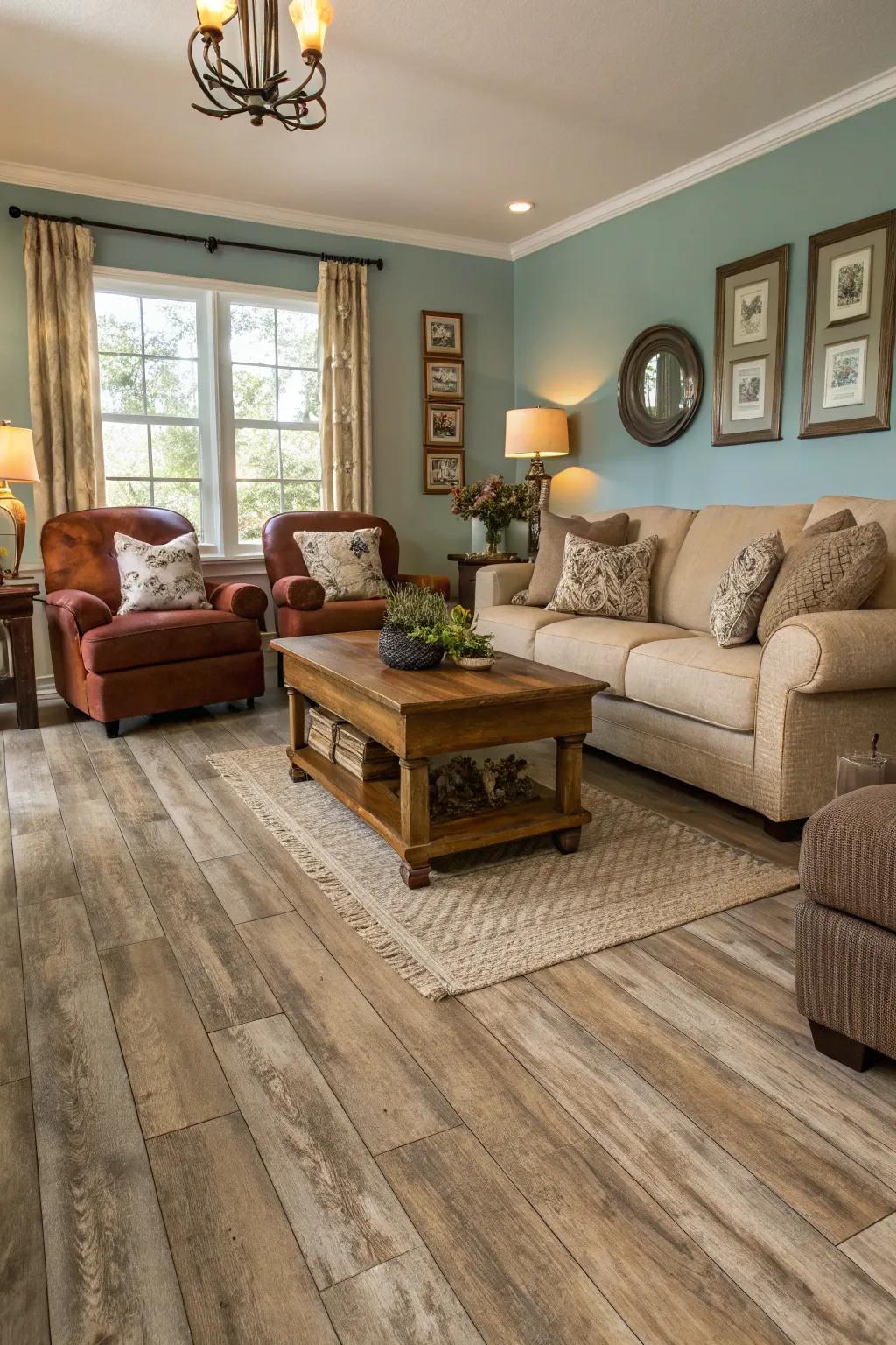 Enjoy the charm of hardwood with the functionality of vinyl.
