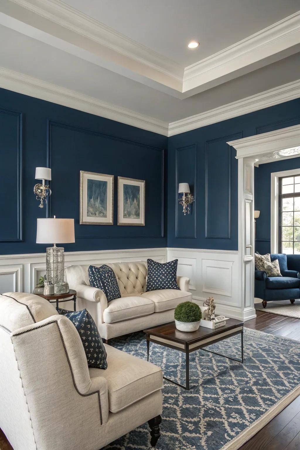 A timeless and sophisticated blue and white palette for a modern flair.