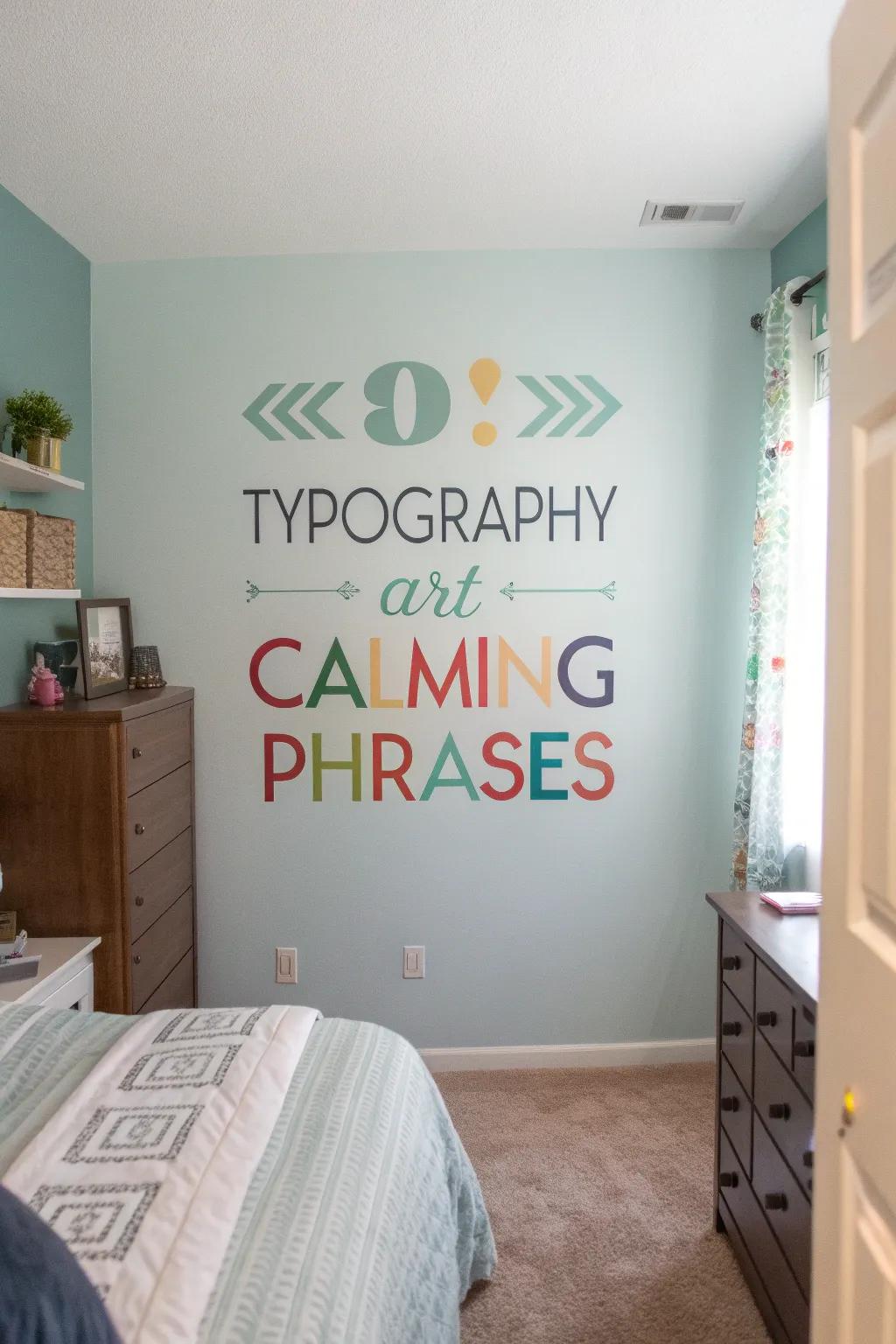 Typography art adds a personal touch to your bedroom, inspiring relaxation and motivation.