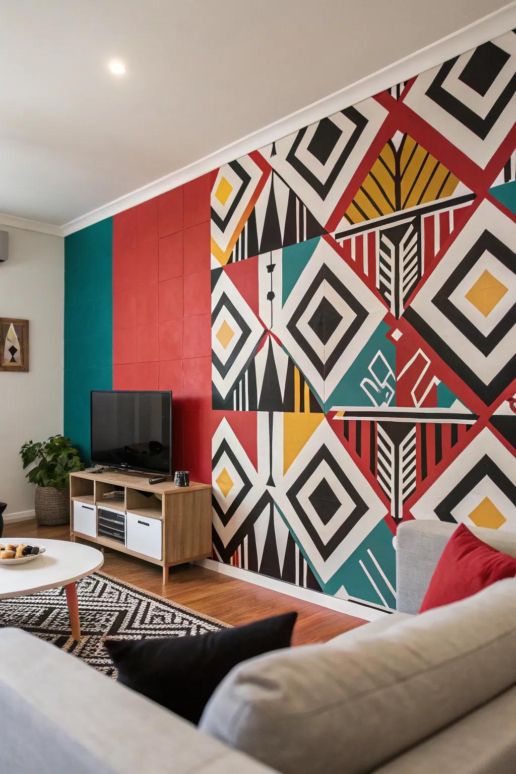 Geometric patterns infuse life into any living room.