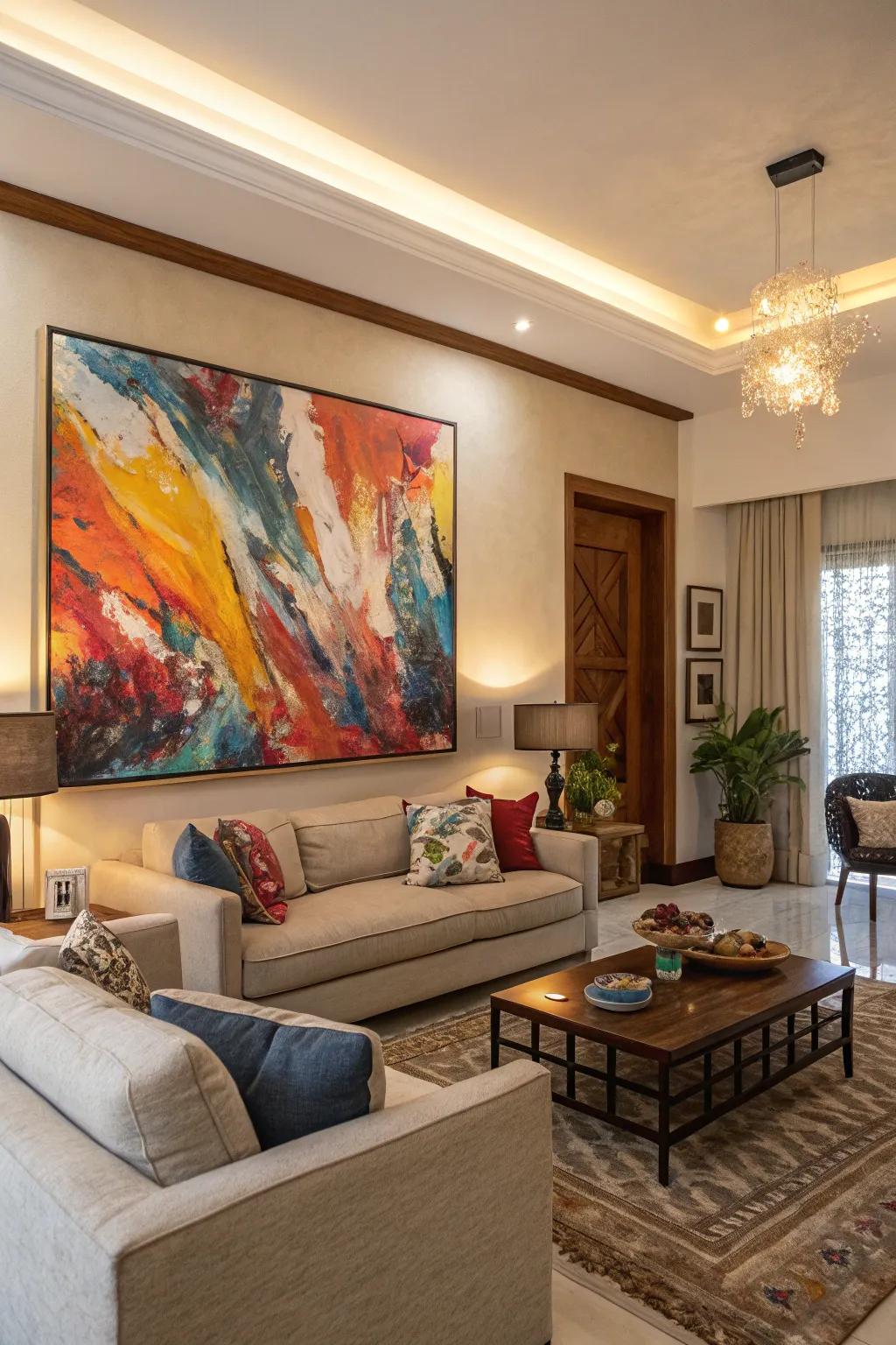 Your living area may become an art gallery with a striking non-representational piece.