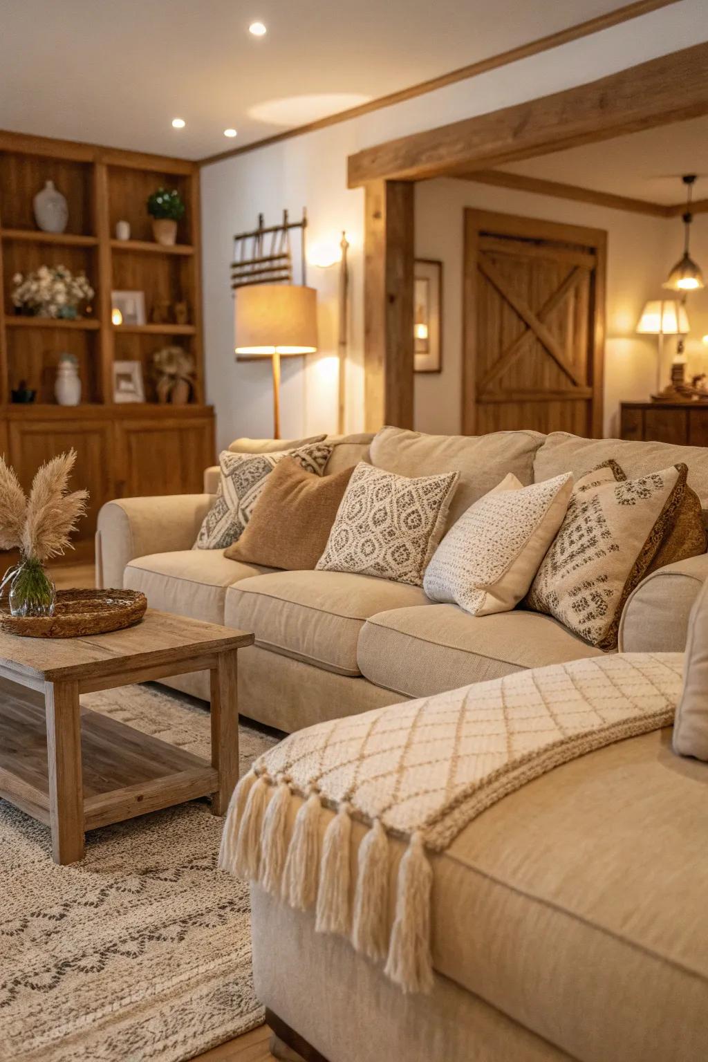 Beige tones serve as an excellent foundation for a welcoming and snug living space.