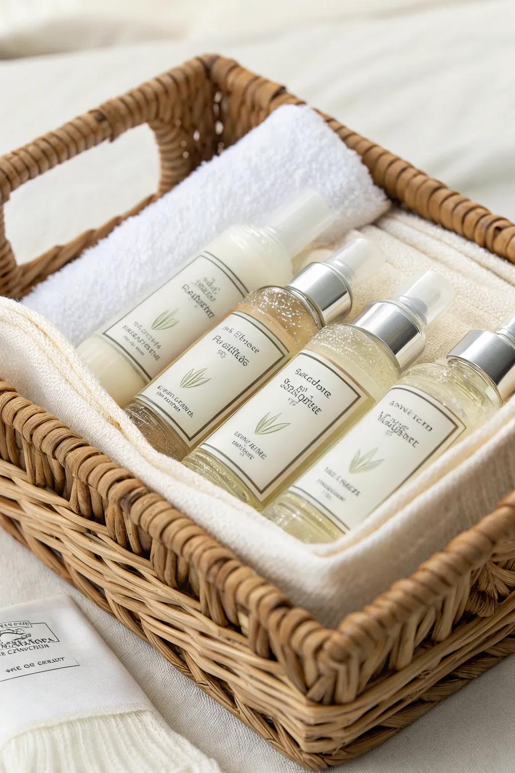 Basic toiletries are a must-have in any wedding bathroom basket.