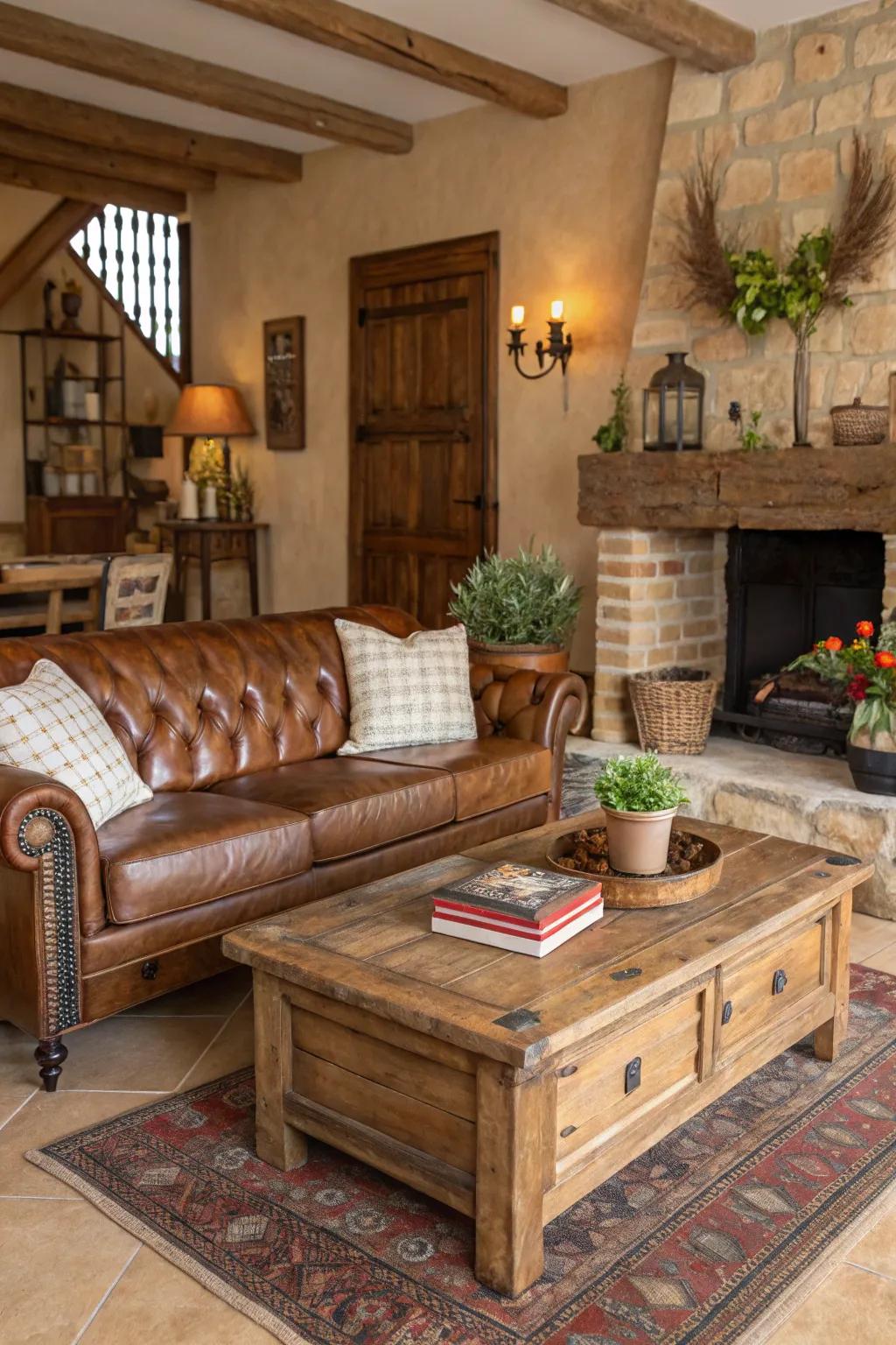 Leather and timber establish a timeless Western atmosphere.