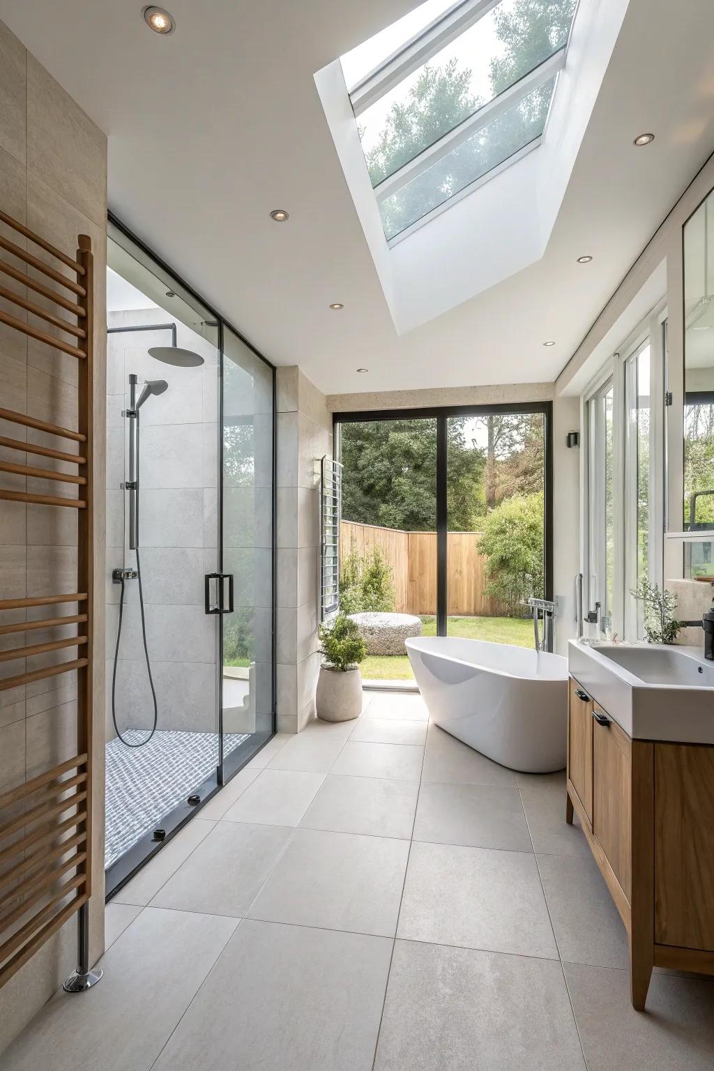 An open layout wet room that radiates spaciousness and ease of movement.